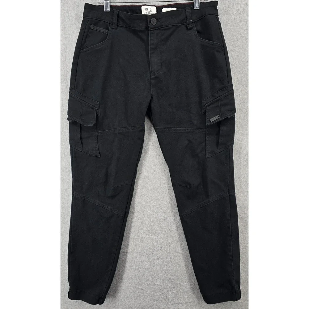 Twice Cargo Pants Men‎ Sz 34 Black Slim Fit Jogger Stretch Utility Grunge Skater